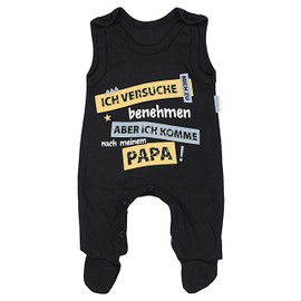 TupTam Unisex Baby Romper with Saying I Love Mum and Dad, I'm trying to behave myself.../ Black