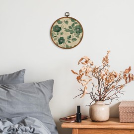 KSDUT Spring Green Floral Botanical Wall Decor Art - Flower Wall Art Canvas Frame Hanging Prints, Preppy Trendy Wildflower Round Wall Art Decor for Farmhouse Gallery Home Decorations 10"x10"