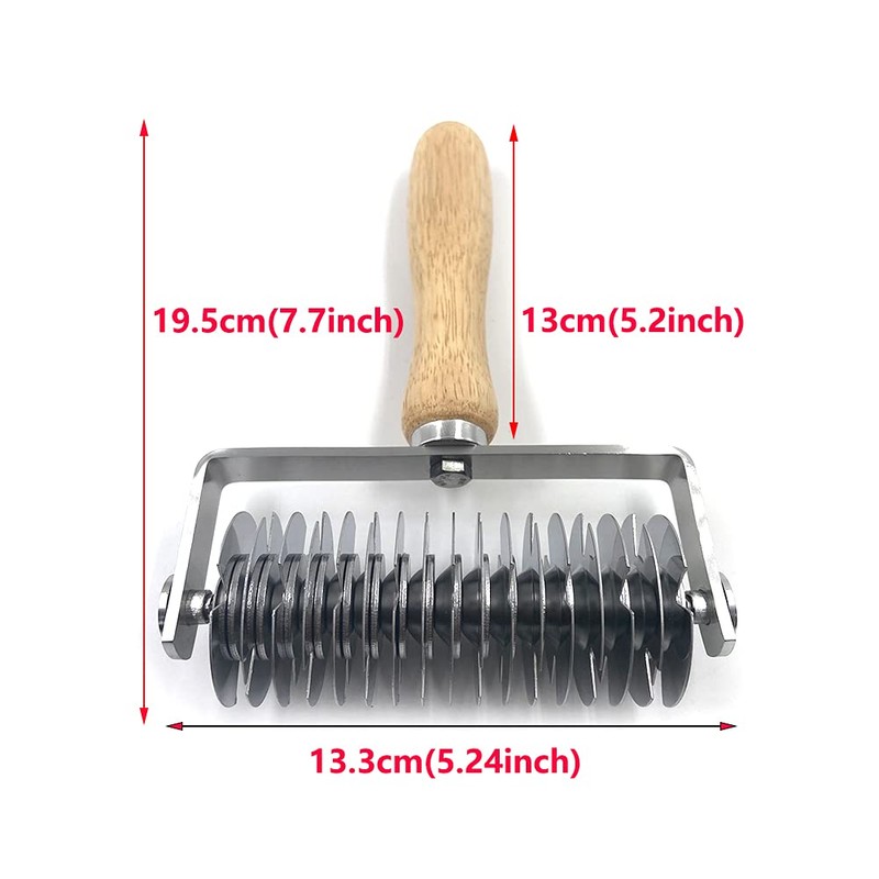 Stainless Steel Dough Lattice Roller Cutter with Wood Handle,Cookie Pie
