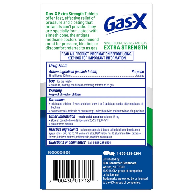 Gas-X Extra Strength Chewable Gas Relief Tablets with Simethicone 125