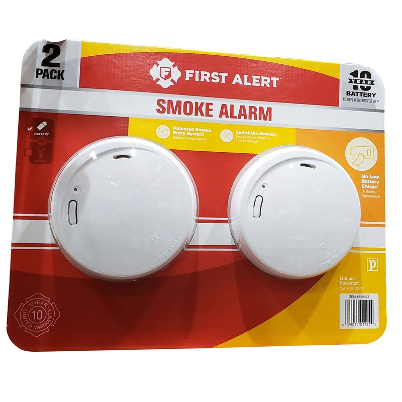 First Alert 10 Year Photoelectric Smoke Alarm 2 Pack,