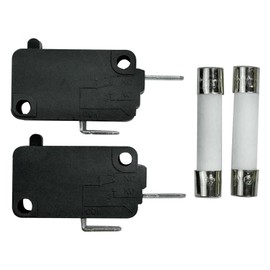 KW3A Microwave Oven Door Switch 16A 125V/250V Door Interloc (2Pcs Normally Open & 1Pcs 3 Insert Foot) with Slow-Blow Ceramic Fuses