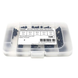 iExcell 125 Pcs M3 x 4/6/8/10/12 mm Hex Socket Head Cap Screws Bolts Assortment Kit, 12.9 Grade Alloy Steel, Black Oxide Finish