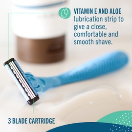 Preserve Shave 3 Razor Blade System - 3 Blade Razors for Women & Men - Titanium-Covered Shaver with Vitamin E & Aloe Strip for Face & Body Shaving Kit (Colors Vary)