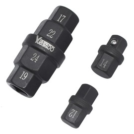 Yuesstloo Hex Axle Tool for Motorcycle Front Axle Wheel, Allen Axle Spindle Socket Adapter Tool, 3/8 Inch 12mm 14mm 17mm 19mm 22mm 24mm, 6 in 1 Motorcycle Hex Allen Axle Tool