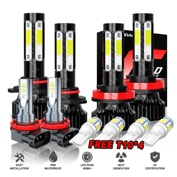 CHUSYYRAY Bright LED Headlight High/Low Kit+Fog Light 6K For Toyota