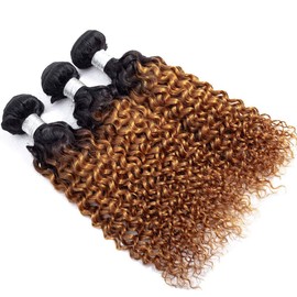 KESEN Hair 10A Grade ombre Brazilian virgin hair Curly wave 1B/30 Color 3 bundles 300g（182022）…
