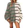 Fisoew Womens Striped Pullover Sweater Crew Neck Long Sleeve Knitted