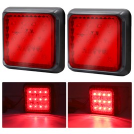 Aoling Truck Tail Lamp LED Square Trailer Truck Rear Light 12V 24V for Small Brakes for Light Tigers Campers and More Red 12 LED Drop Prevention Plastic Set of 2