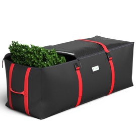 BROSYDA Christmas Tree Storage Bag, Fits Up to 9 Ft Artificial Christmas Tree with Buckle Straps & Dual Zippers & Handles, 600D PVC Durable Waterproof Material Protects from Dust (Black)