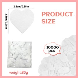 PHIOMUUE 10000 Pieces Heart Shaped Biodegradable Confetti,2.5cm White Biodegradable Wedding Heart Confetti for Wedding Decorations, Birthday Decorations,Anniversary