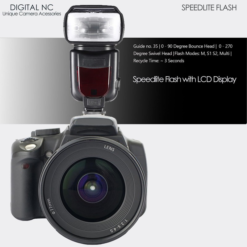 Speedlite Flash with LCD Display Compatible with Canon EOS Rebel