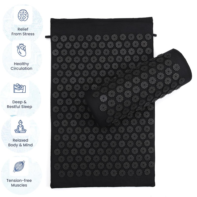 Acupressure Mat and Pillow Set for Back/Neck Pain Relief and