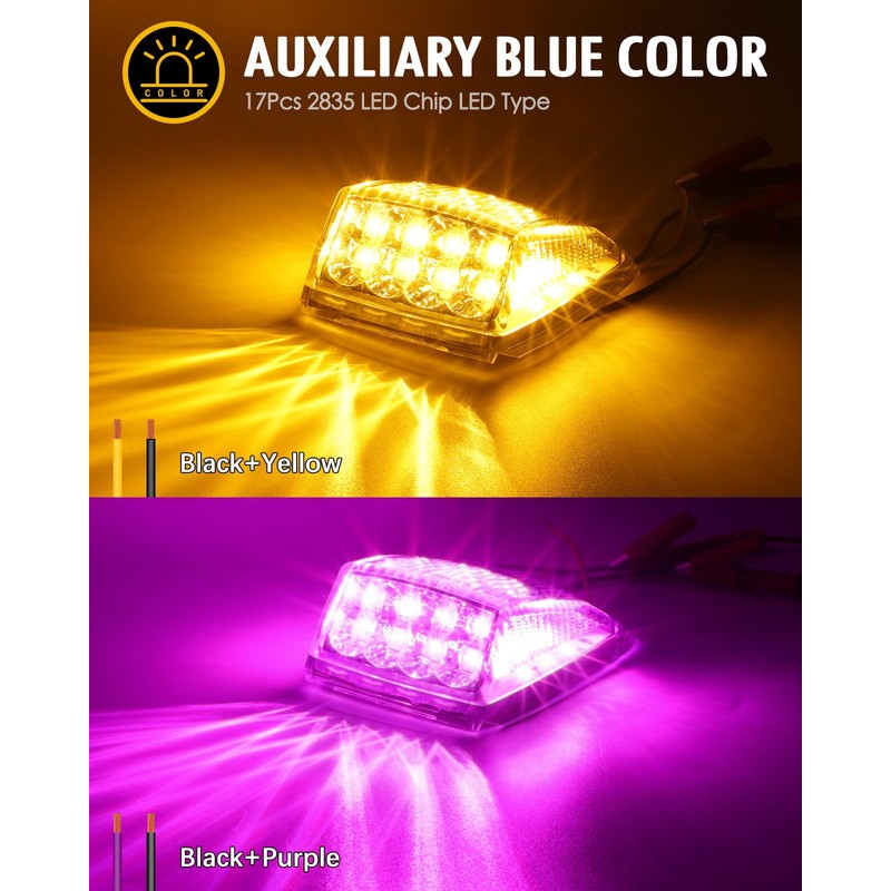 Partsam Cab Light, 5Pc 17LED Dual Color Square Cab Marker