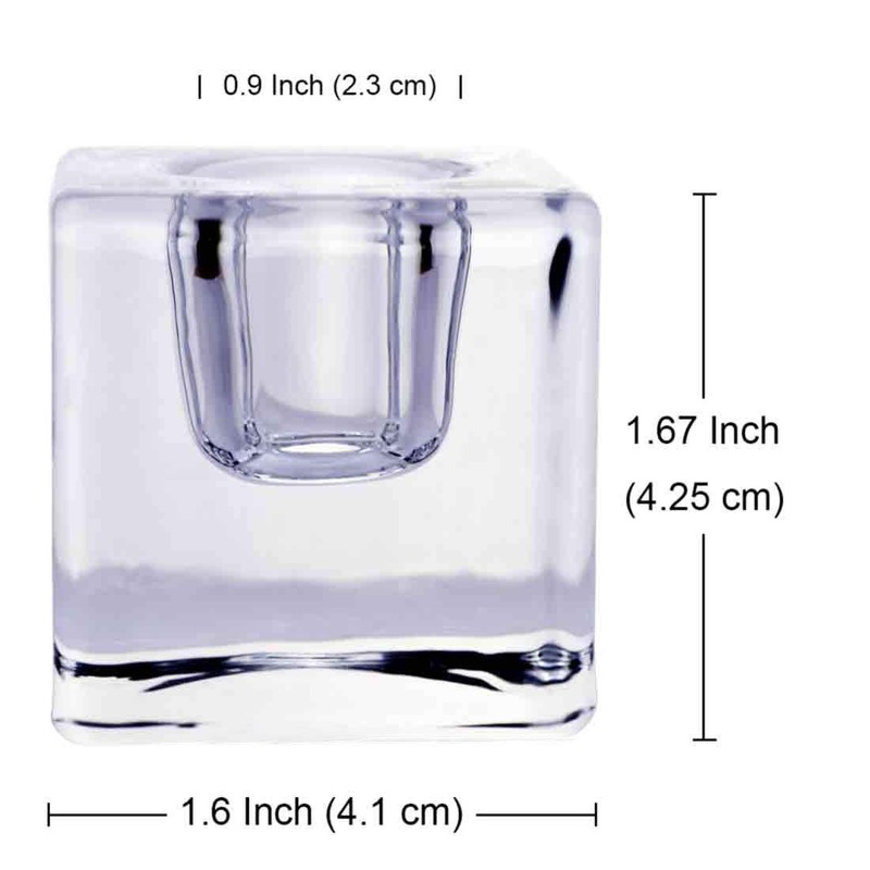 Aglary 12PCS Square Glass Taper Candle Holders for Table Centerpiece.