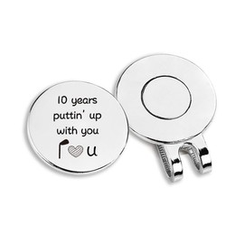 JOWMIJ Golf Ball Marker with Magnetic Hat Clip 10th Wedding Anniversary Golf Ball Marker Golf Hat Magnetic Clip Golf Accessories 10 Years Keepsake Golfer Golf Lovers Gift