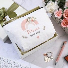 Clabby Thank You Gift Set Thank You Ballpoint Pen Thank You for Everything Keyring Cosmetic Bag for Teacher, Employee, Nanny, Mother, Friend, Colleague, Doctor, Nurse