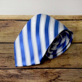 Lifebeats CTR Choose the Right Boys Blue and White Stripe Clip Microfiber Necktie by Ringmasters