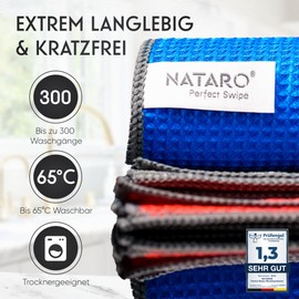 NATARO® Perfect Swipe Premium Microfibre Cloths, Streak-Free Cleaning, Cleaning Cloths without Cleaning Agents, Microfibre Cloths for Car, Glass, Dusters, Cleaning Cloths, Window Cloths 42 x 32 cm,