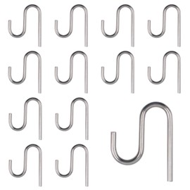SnowTing 12 Pcs Long Shed Hooks, Heavy-Duty Stainless Steel J Utility Hangers for Hanging Tools Shovels Rakes Rope, Wall Mounted Shed Accessories