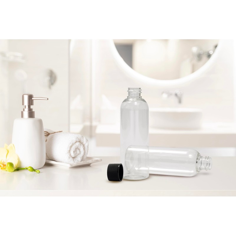 SEB Enterprises 100ml Travel Bottles with Black Screw Lids Pack