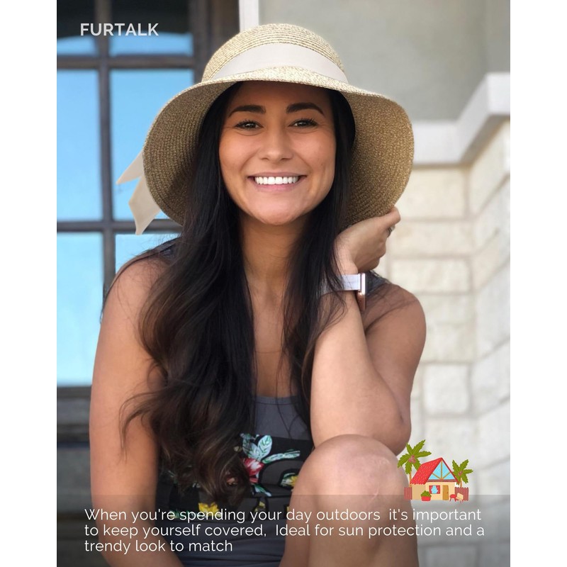 FURTALK Women's Sun Hats, UPF 50+ Beach Hat, Straw Hat