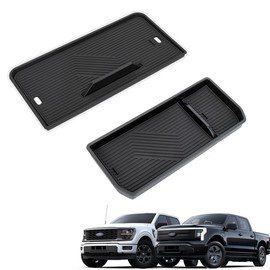 Center Console Organizer Compatible with 2021-2025 Ford F150 / 2022-2024 Ford F150 Lightning XLT Accessories, 2 PCS Hidden Panel Storage Lid with Cable Routing Slot