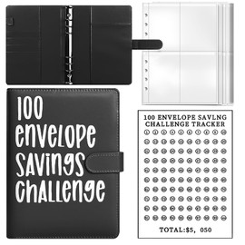 1 x black folder, 25 sheets of A5 cardboard with square grid and 100 day paper, photo storage book, budget folder, suitable for money management, travel, diary and office use.