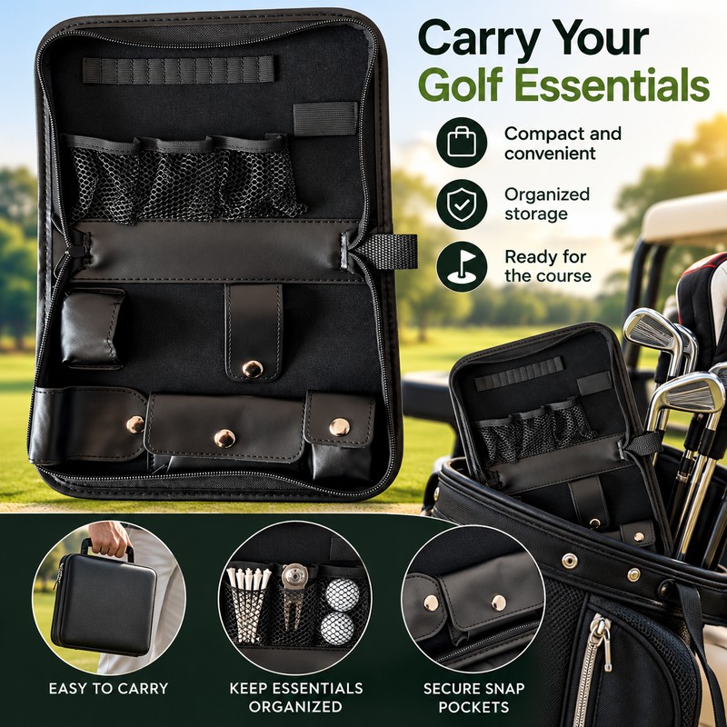 Golf Accessories Storage Bag for Golf Tools – Portable Black