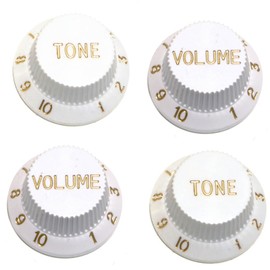 White guitar control knobs 0-10 scale 2x tone + 2x volume Speed Knob for Stratocaster Telecaster Gibson Ibanez Etc.