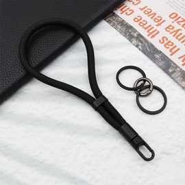 TTYY Adjustable Wristlet Keychain for Car Keys,Sturdy Wrist Bracelet for Women Men,Soft Keychain Holder Wouldn’t Slide Off (BLACK)