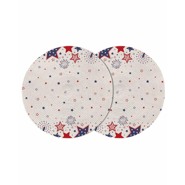 Patriotic Round Braided Placemats Set of 2 4th of July