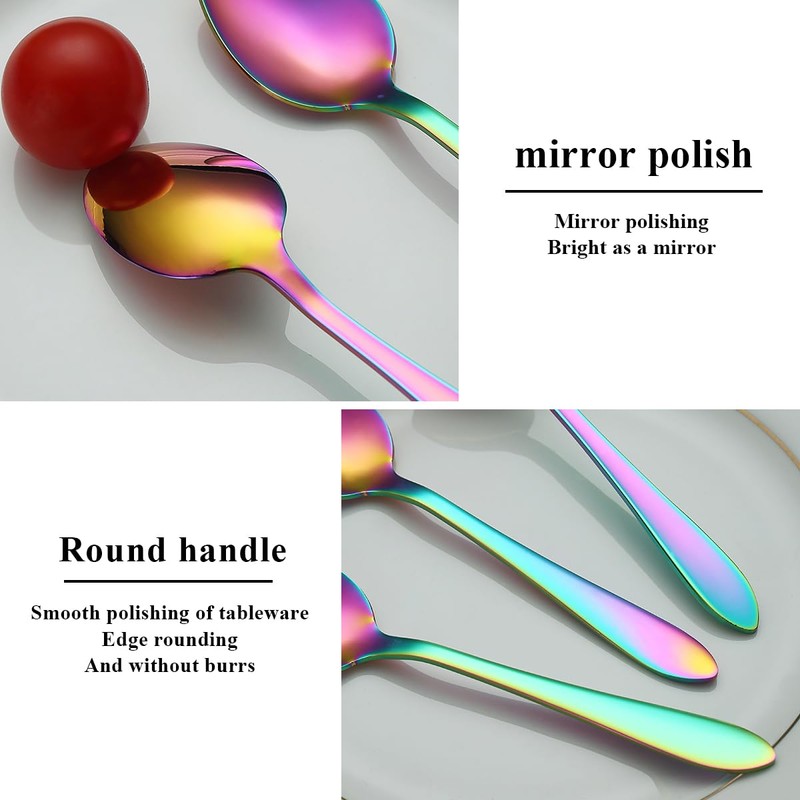 Kyraton Rainbow Teaspoons 12 Pieces 14 cm Stainless Steel Colourful