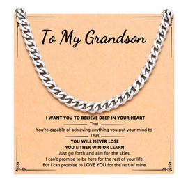 PINKDODO Grandson Gifts from Grandma, Grandson Mens Chain Necklace Stocking Stuffers Christmas Gifts for Teen Boys 13-16-18 Teenage Boy Gift Ideas