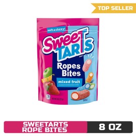 SweeTARTS Rope Bites Candy, Mixed Fruit, 8 Ounce Resealable Bag