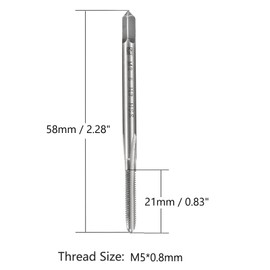 MACHSWON Metric Machine Tap for Watches Low Hardness Wood and Soft Metal Hole Processing H2 HSS 3 Straight Flutes Tap DIY Tool M5x0.8mm 2pcs
