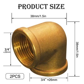 Beatific 2 pieces brass angle 90°, 3/4 inch female thread, 3/4 inch brass elbow 90 degrees, 90 degree brass thread, 3/4 inch female thread pipe angle, brass pipe angle for irrigation systems