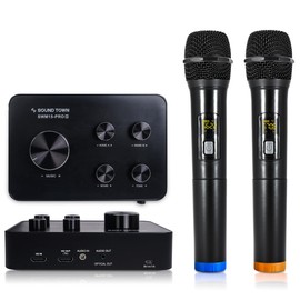 Sound Town 16 Channels Wireless Microphone Karaoke Mixer System, Supports HD ARC, Optical (Toslink), Smart TV, Media Box, PC, Bluetooth, Soundbar, Receiver, AUX (SWM15-PROS)