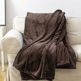 Home Must Haves Ultra Soft Lightweight Fleece Microfiber Warm Cozy Plush Full Size Bed Throw Blanket, Brown