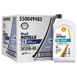 Shell Rotella Shell Rotella T4 Triple Protection 15W-40 Motor Oil, 1 Quart (6 Pack)