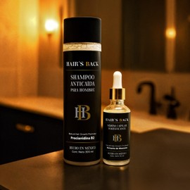 Kit Shampoo Anticaída Y Serum Capilar HAIR’S BACK Fortificante Tratamiento Para Cabello Maltratado Con Aceite Para Cabello