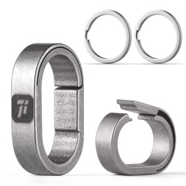 TIMULTI Titanium Key Chain, Key Ring, Carabiner, For Connecting, Mini Hook, Quick Release Connector, Gray / Continuous Ring Pack of 2