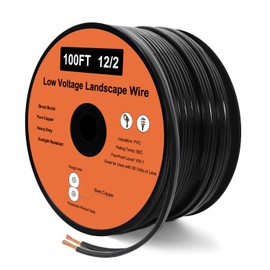 UBOORY 12 Gauge Wire 2 Conductor 100FT, 12/2 Low Voltage Landscape Wire, Low Voltage Wire, Outdoor Direct Burial Electrical Wire, Copper Wire
