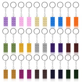 UTMACH Pack of 30 Key Ring Building Blocks, Bricks Colourful Key Ring, Plastic Pendant, Key Ring, Building Blocks, Key Ring for Pendant Accessories, Children's Birthday Party Gifts (15 Colours)
