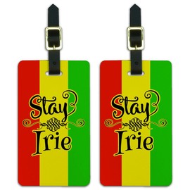 Stay Irie Rastafarian Flag Luggage ID Tags Suitcase Carry-On Cards - Set of 2