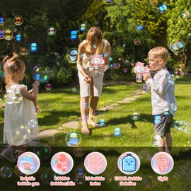 PANACARE Dolphin Bubble Gun for Kids Automatic Bubble Machine with 10 Holes/Lighting/10000+ Bubbles per Minute Portable Bubble Machine with Bubble Solution Birthday/Party Boys and Girls Outdoor Gift