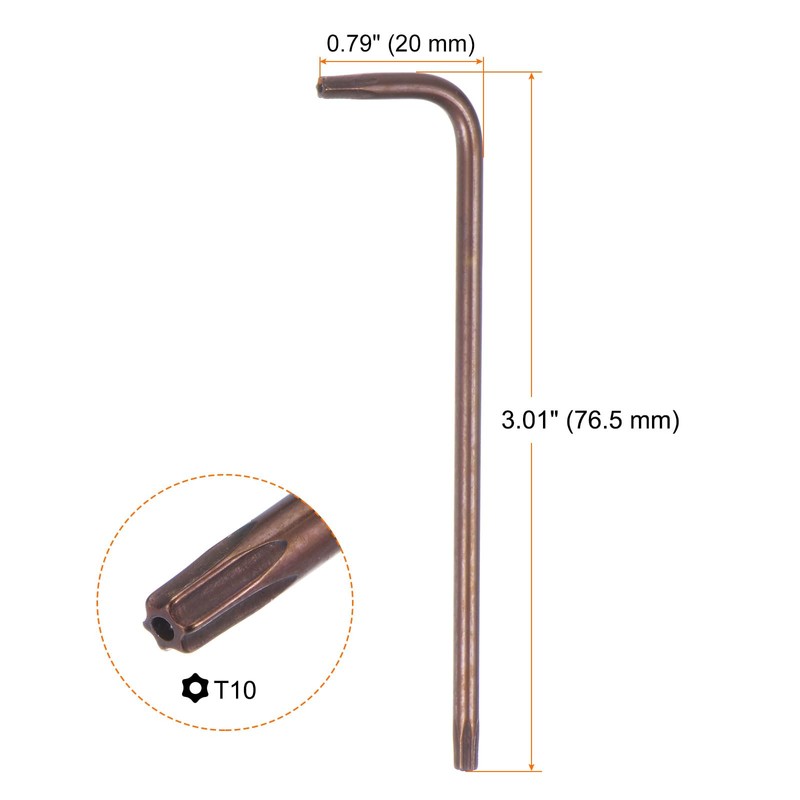 HARFINGTON 2pcs T10 Tamper Proof Torx Wrench Star Keys 76.5mm