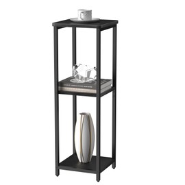 GHIMIGN 10" Wide Square Drink Table with Adjustable Feet - 3-Tier Small Side Table for Apartments, Balcony & Office | Space-Saving, Lightweight & Multi-Functional (Plants, Books, Drinks,Black)