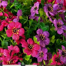 OUKEYI Artificial Hanging Plants Flowers Basket for Fall, Colorful Daisy Flowers Eucalyptus UV Resistant Look Real Coconut Lining Planter with Morning Patio Garden Porch Deck Spring Deco