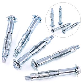 30Pcs M6×65 Heavy Duty Zinc Plated Steel Molly Bolt Assortment Kit, Hollow Drive Wall Anchor Screws Assortment Kit for Secure Drywall, Sheetrock, Plaster and Tile